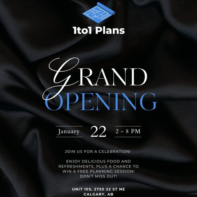 Invitation to the Calgary studio's grand opening, 22 January 2025