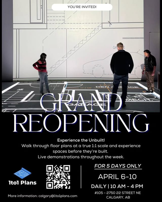Grand reopening poster for the Calgary studio