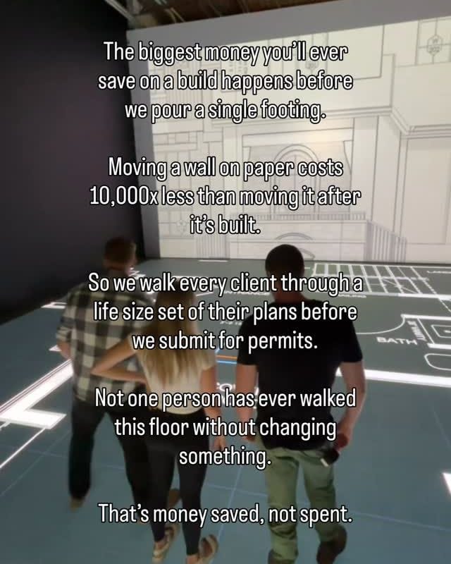 Calgary builder Daniel walking clients through their plan before permits